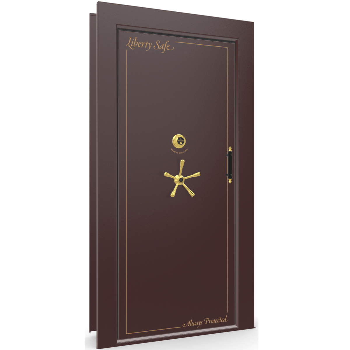 Vault Door Series | In-Swing | Left  Hinge | Burgundy Marble | Mechanical Lock - closed