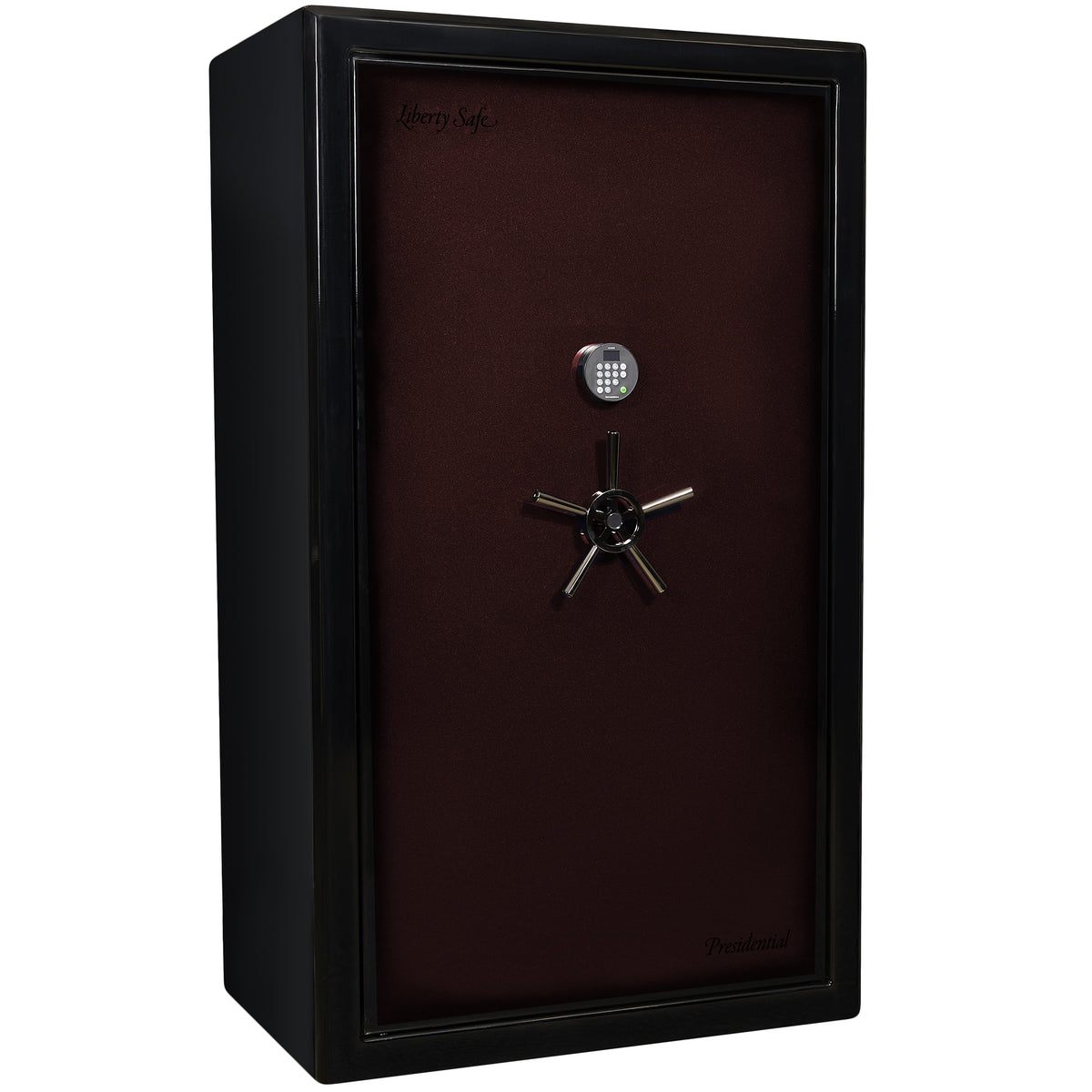 Presidential Series | Level 10 Security | 2.5 Hours Fire Protection | 50 | Dimensions: 72”(H) x 42”(W) x 27.75"(D*) | Burgundy Gloss Gloss | Electronic Lock - Closed