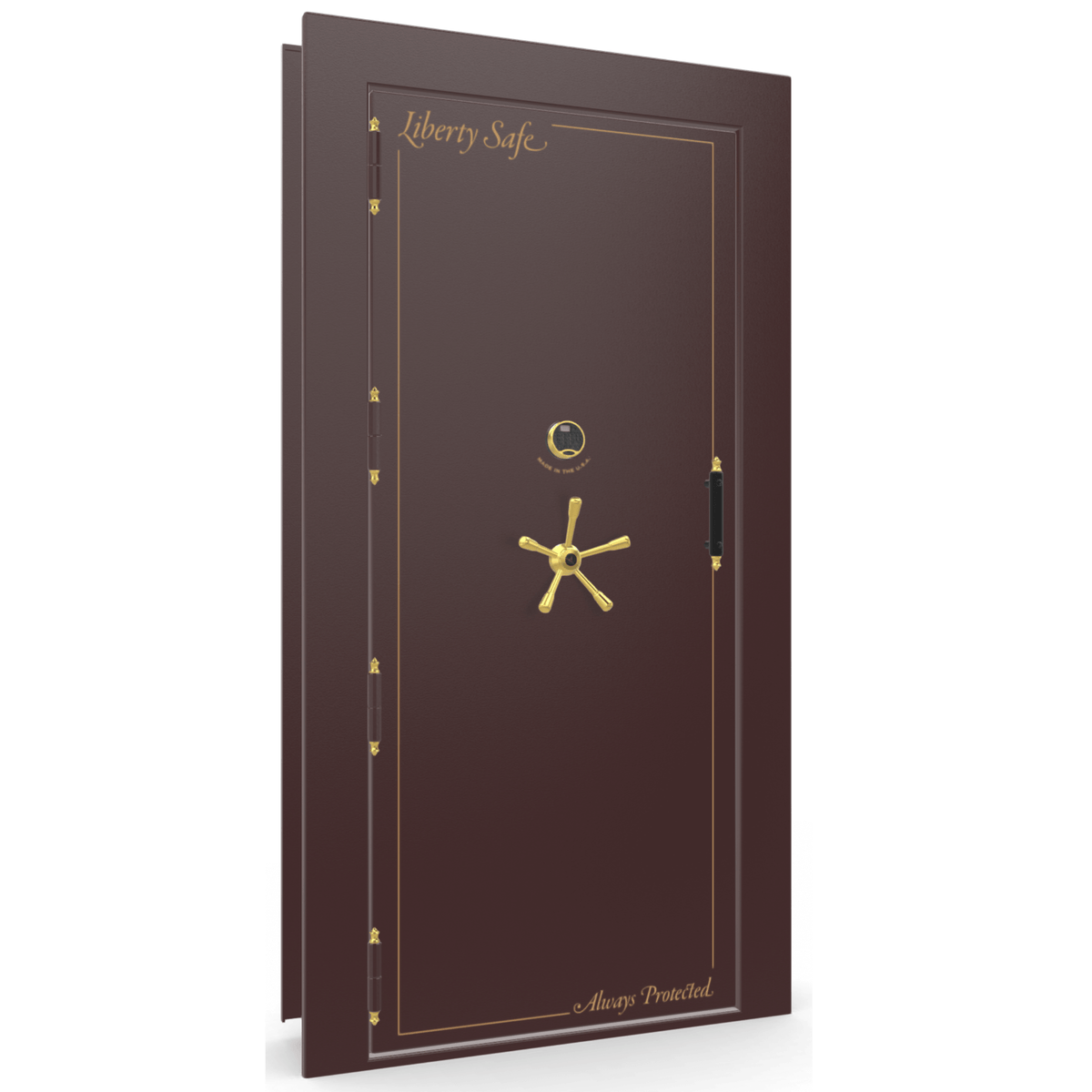 Vault Door Series | Out-Swing | Left  Hinge | Burgundy Marble | Electronic Lock - closed