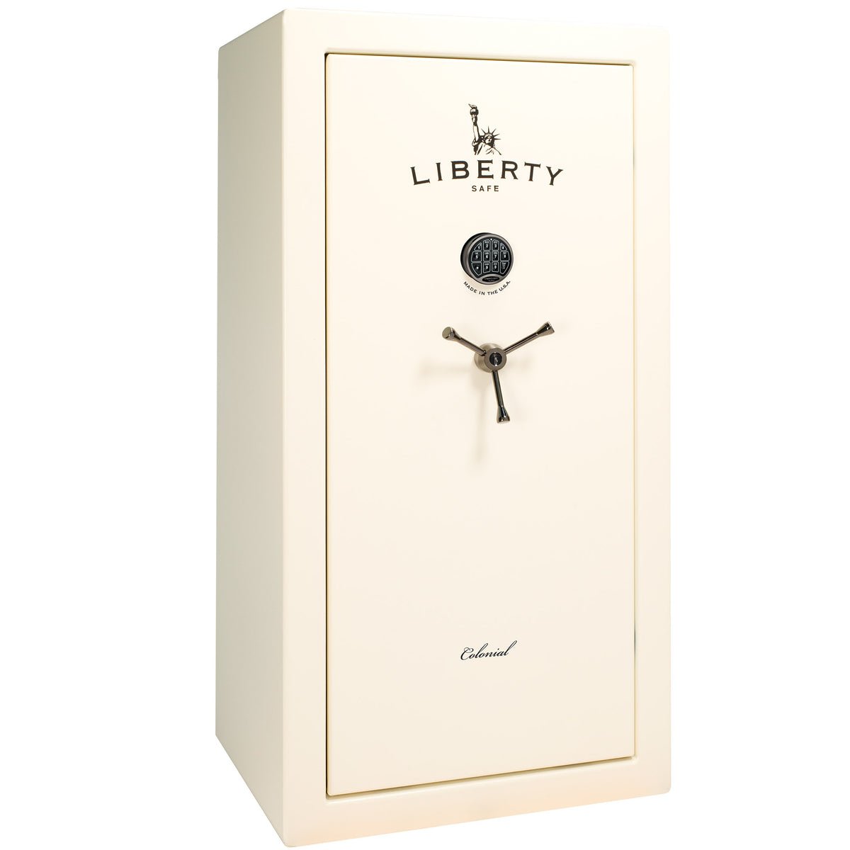 Colonial Series | Level 4 Security | 75 Minute Fire Protection | 23 PRO FLEX | DIMENSIONS: 60.5"(H) X 30"(W) X 22"(D*) | White Gloss Black Chrome | Electronic Lock - Closed