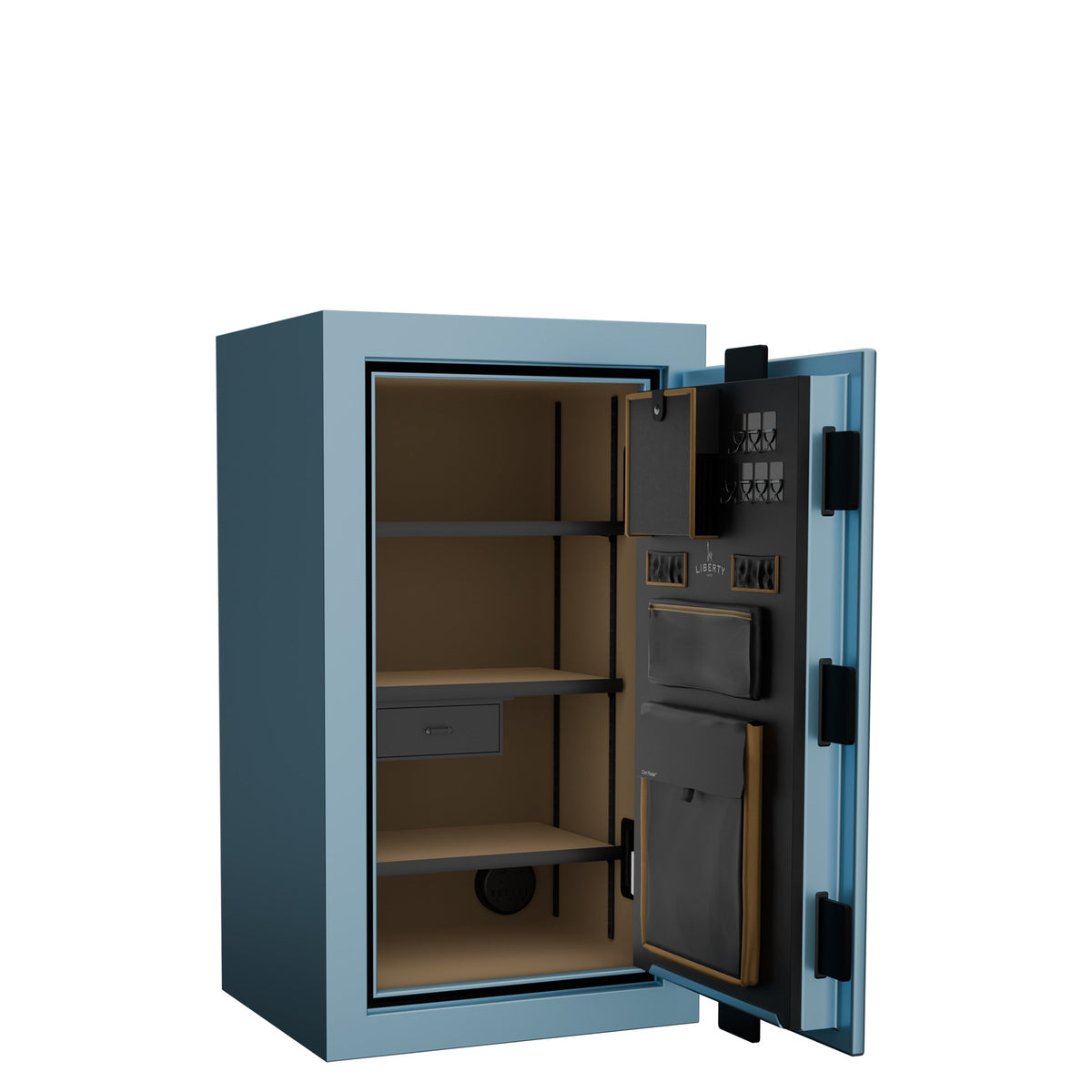 Premium Home Series | Level 7 Security | 2 Hour Fire Protection | 12 | Dimensions: 41.75&quot;(H) x 24.5&quot;(W) x 19&quot;(D) | Azure Sky Gloss Limited Edition Safe Colors - Open Door