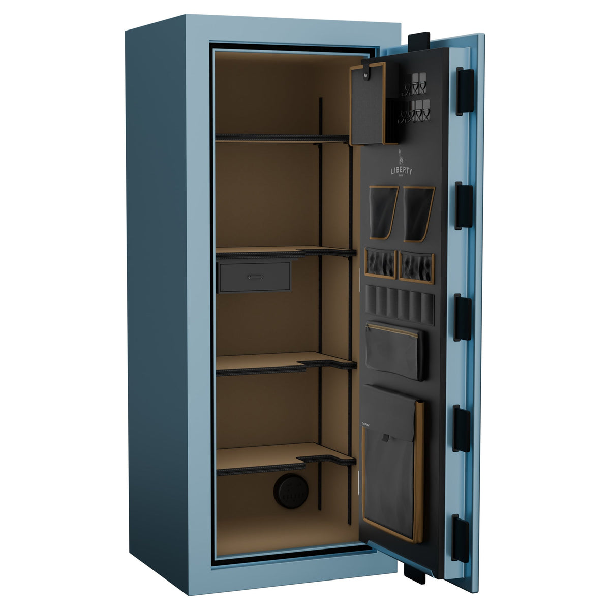 Premium Home Series | Level 7 Security | 2 Hour Fire Protection | 17 | Dimensions: 60.25&quot;(H) x 24.5&quot;(W) x 19&quot;(D) | Azure Sky Gloss Limited Edition Safe Colors - Open Door