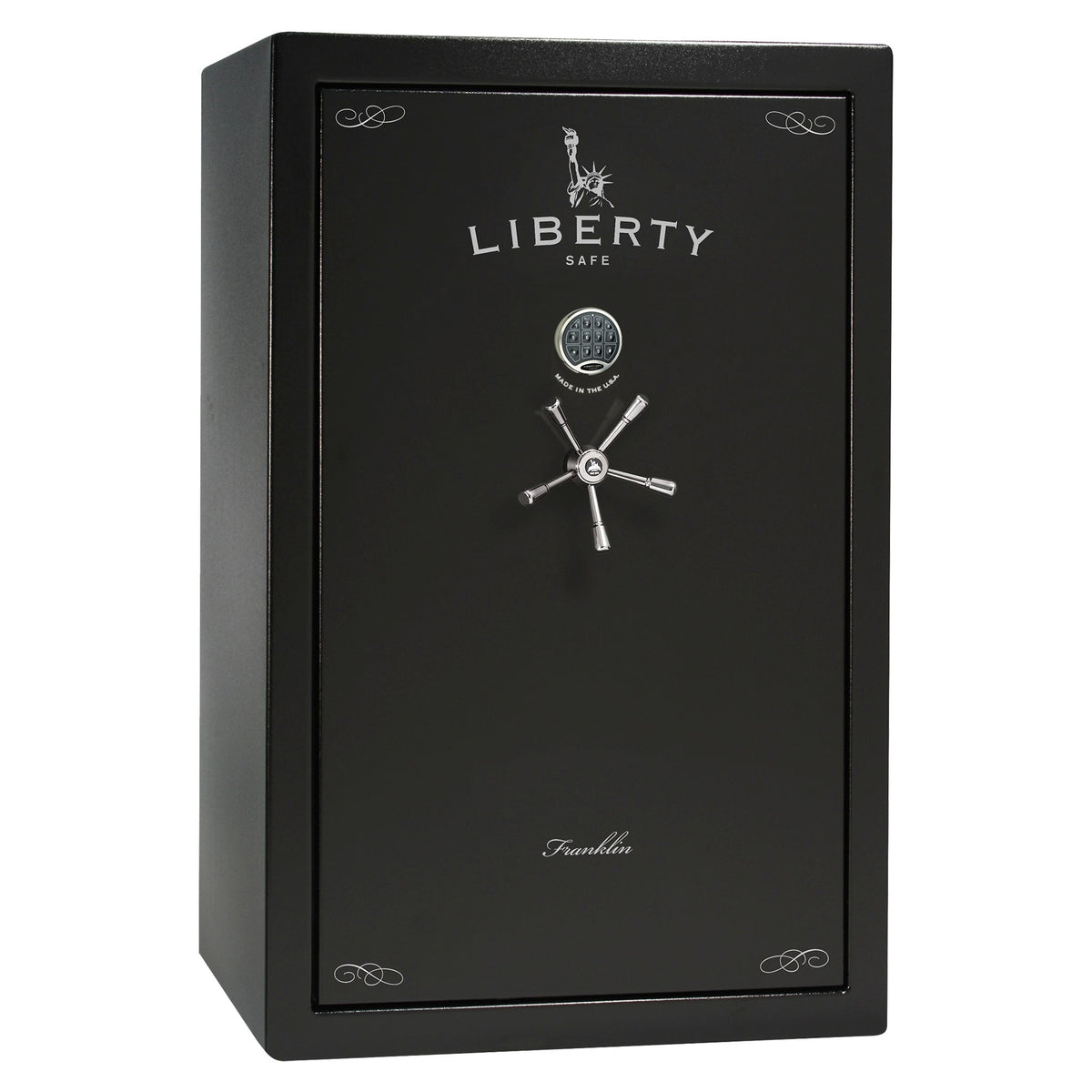 Franklin 45 | Pro Flex Interior |  Level 5 Security | 110 Minute Fire Protection | Dimensions: 60.5"(H) x 42"(W) x 27.5"(D) | Up to 60 Long Guns | Black Textured | Electronic Lock - Closed