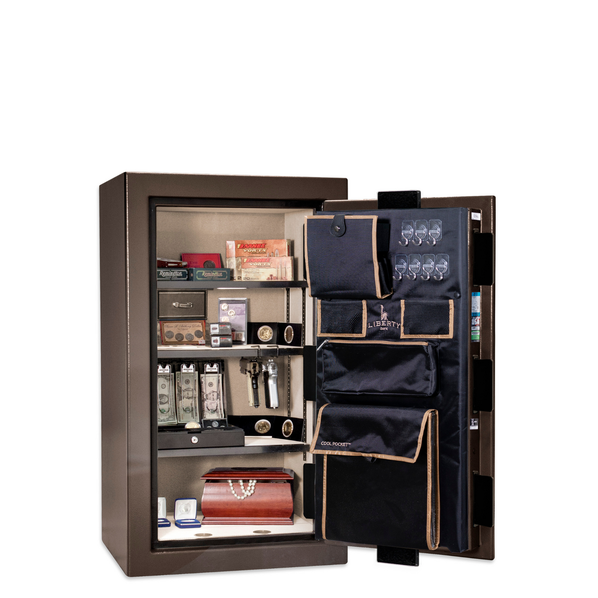 Premium Home Series | Level 7 Security | 2 Hour Fire Protection | 12 | Dimensions: 41.75&quot;(H) x 24.5&quot;(W) x 19&quot;(D) | Bronze Gloss - Open Door